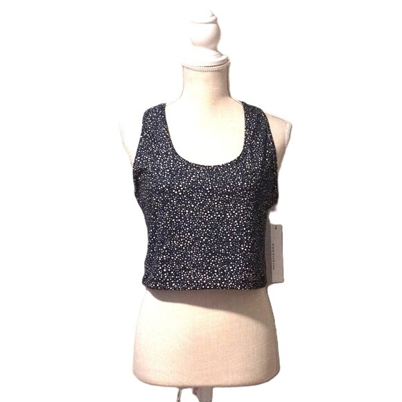 Evolution & Creation Black Blue and White Dot Racerback Tank Top Women’s Large - Picture 1 of 5